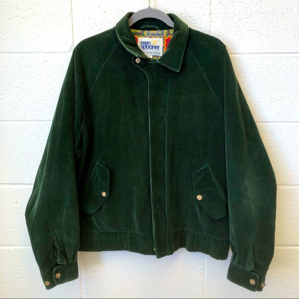 Vintage Reyn Spooner Green Corduroy Bomber Jacket